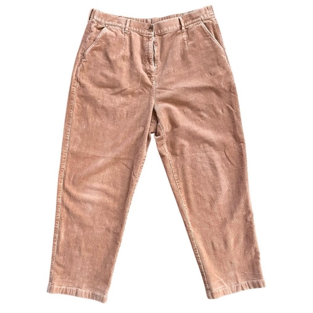 L.L. Bean vintage women’s Corduroy straight 14 Pleated Front High Rise Baggy tan